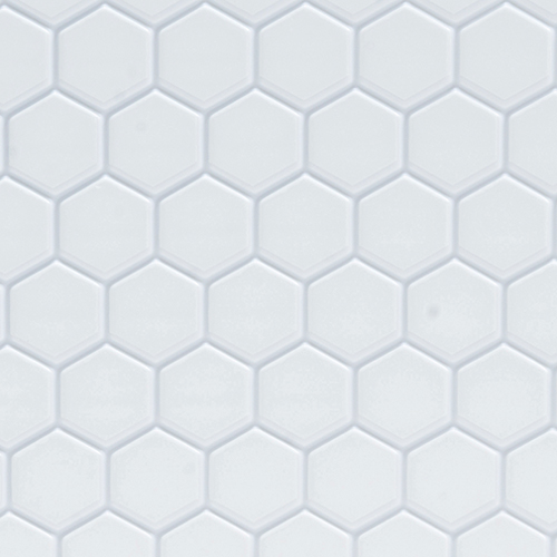 Tile Floor: 3/8 Hexagons, 11 X 15 1/2, White/White